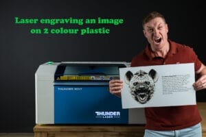laser engraving an image on 2 colour plastic