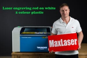 laser engraving red on white plastic material