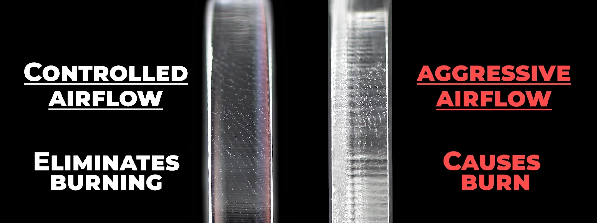 Acrylic laser cutting results from different nozzle setups