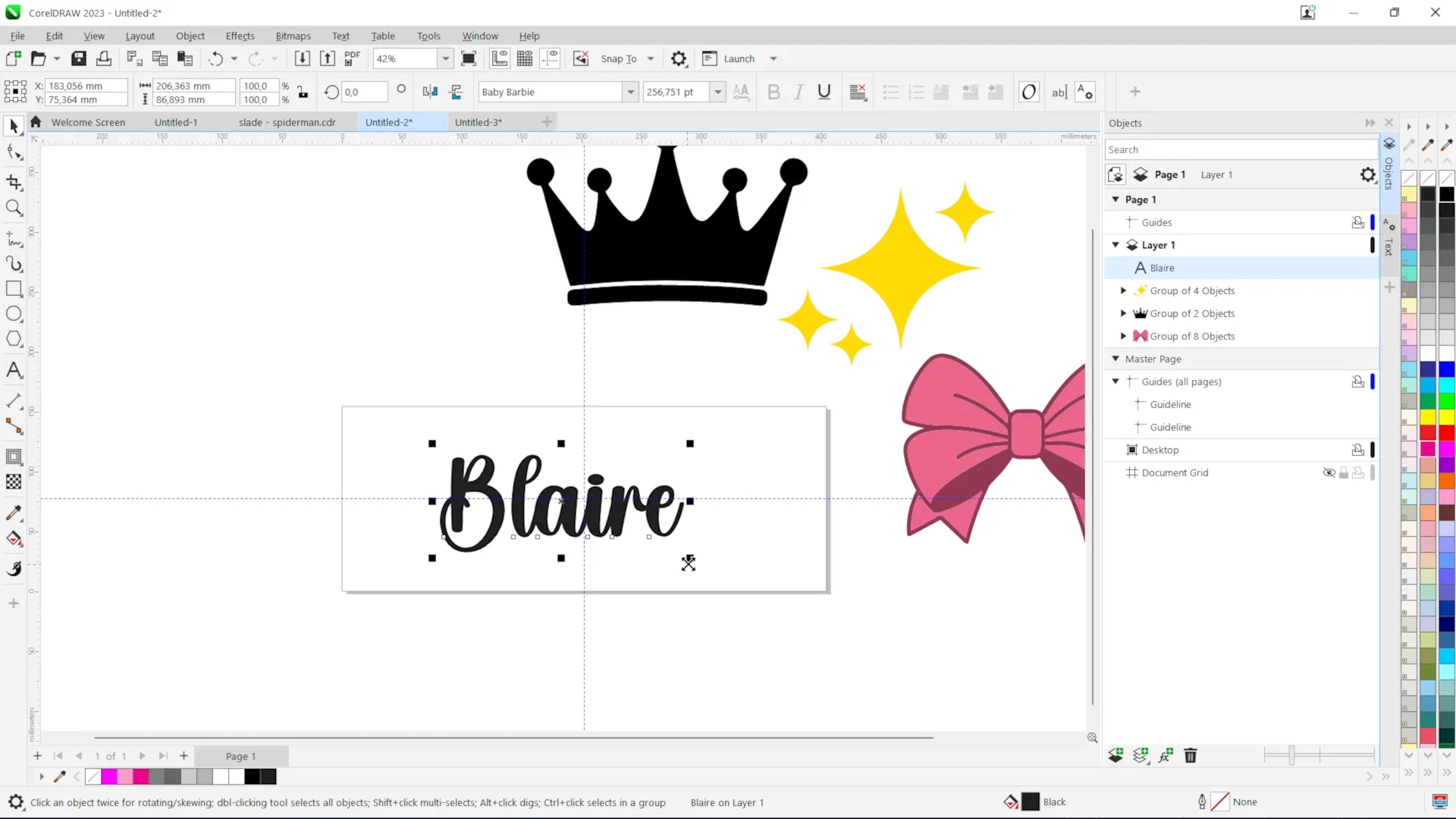 Creating the name layer for a laser cut acrylic sign design in CorelDRAW