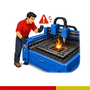 Laser machine flare-up caused by debris and poor airflow