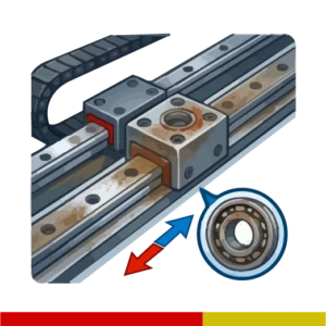 Dirty laser rails and worn bearings reducing motion accuracy