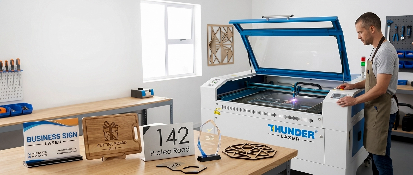 Laser cutting machines in a South African workshop