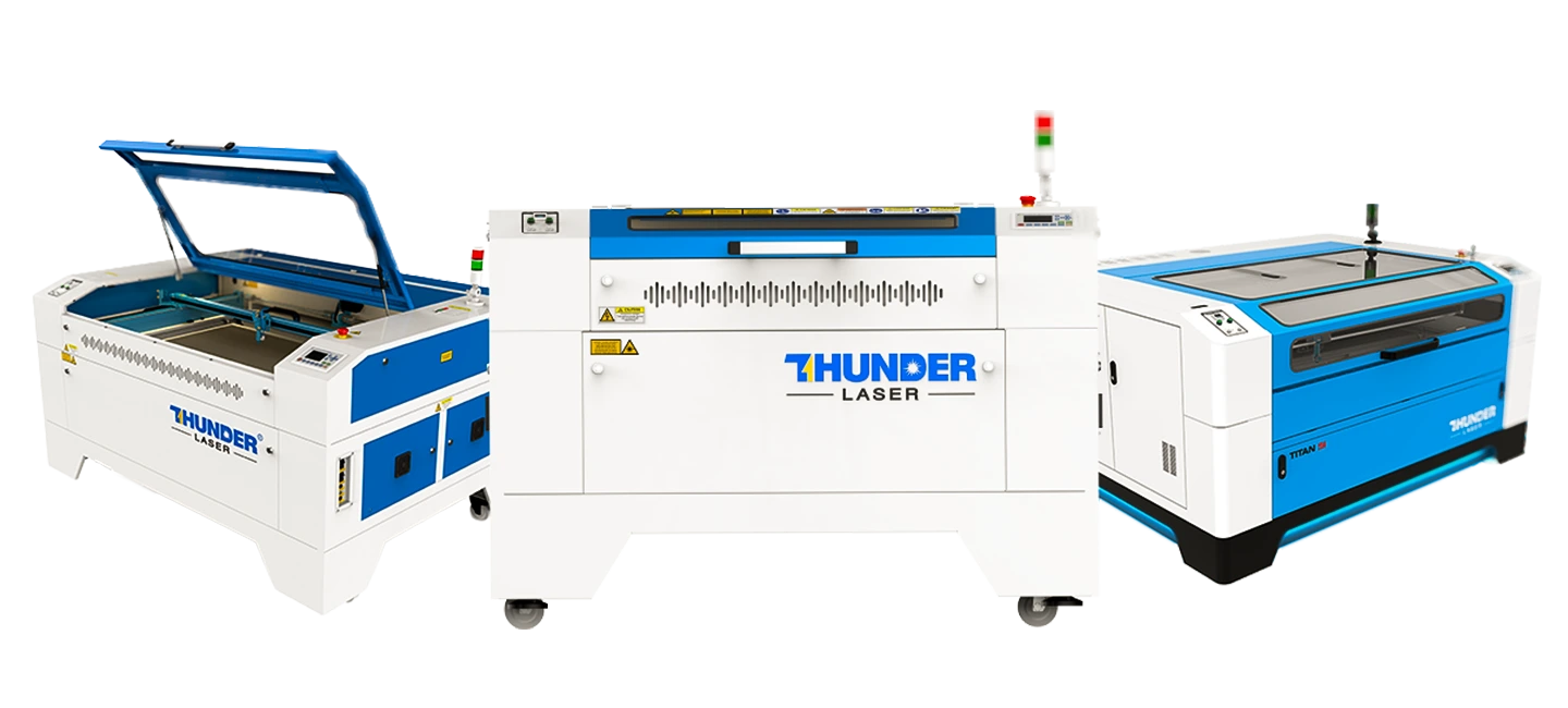 Range of Thunder Laser CO2 laser machines for professional engraving businesses