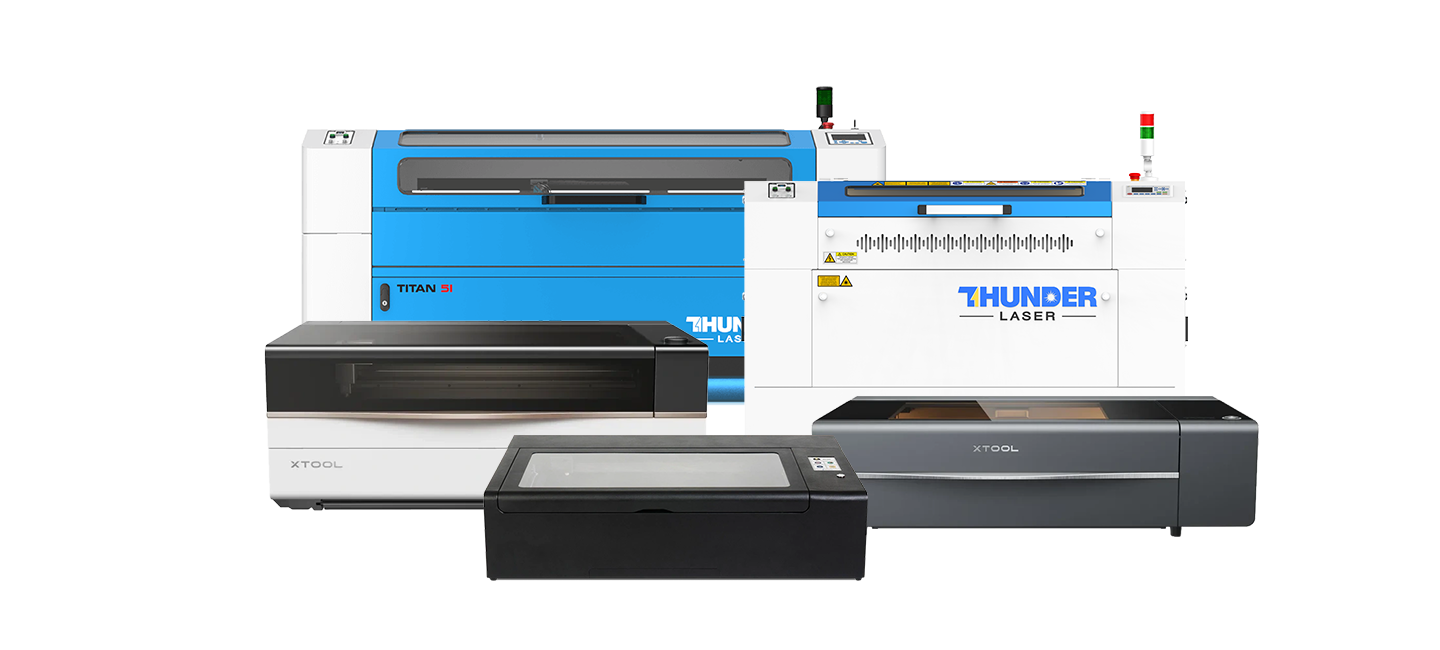 Thunder Laser and xTool CO2 laser machines for cutting and engraving non-metal materials