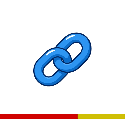 Two interlocking blue chain links representing lasting connection