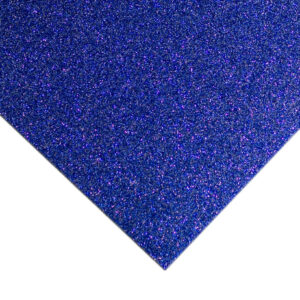 Blue glitter acrylic sheet with fine blue and violet-toned sparkle.