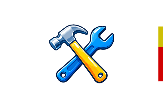 Crossed hammer and wrench representing installation and training