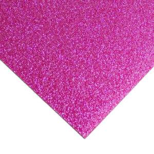 Bright pink glitter acrylic sheet with dense sparkle.